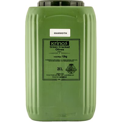 KRINOS Greek Green Cracked Olives - Mammoth 12kg