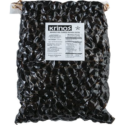 KRINOS Oil Cured Moroccan Olives - Mammoth (22/25) 10lb