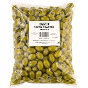 KRINOS Green Cracked Olives 5lb