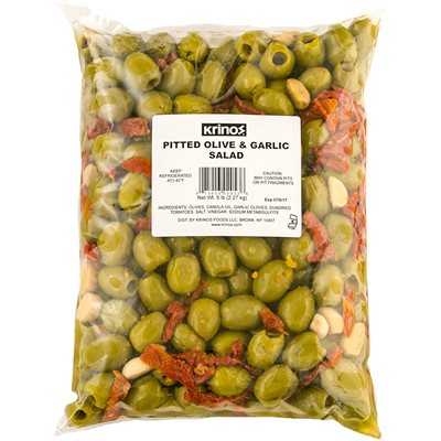 KRINOS Pitted Olive & Garlic Salad 5lb KRINOS Pitted Olive & Garlic Salad 5lb