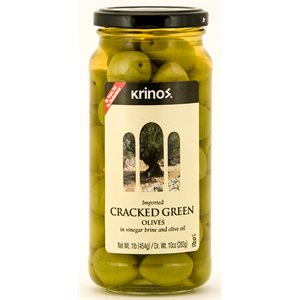 KRINOS Green Cracked Olives 1lb