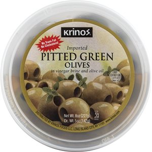 KRINOS Pitted Green Olives 8oz
