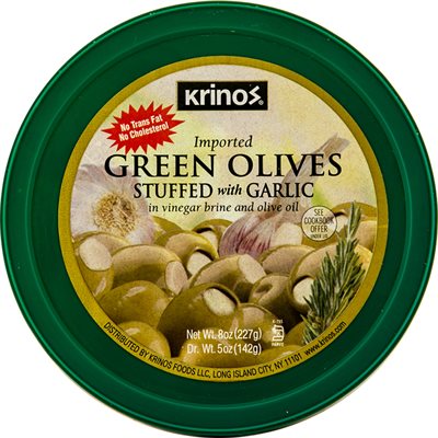 KRINOS Green Olives stuffed with garlic 8oz