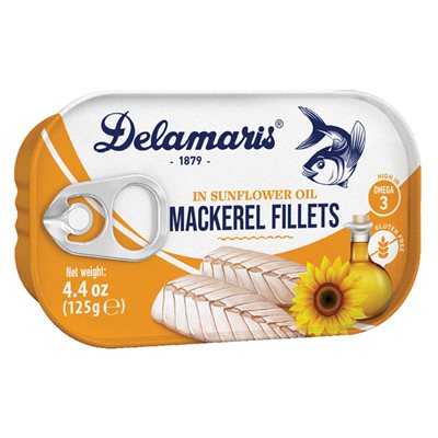 DELAMARIS Mackerel Fillets in Sunflower Oil 4.4oz